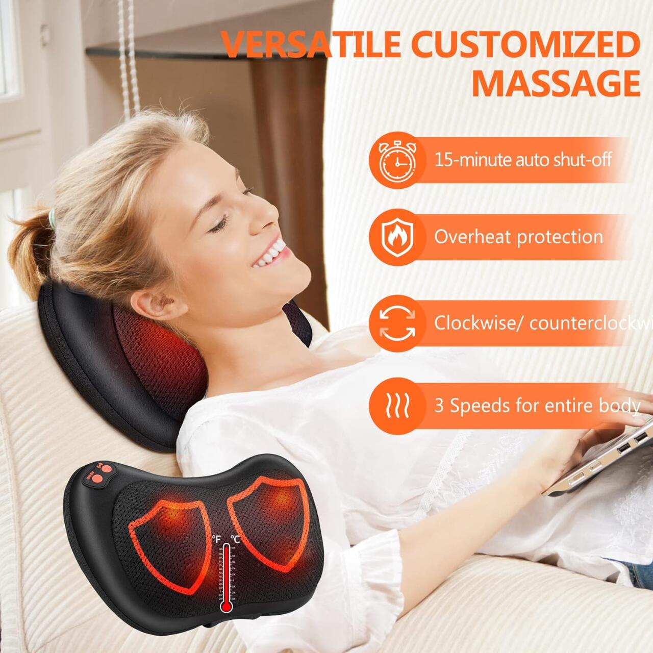 Masajeador Shiatsu Portátil 4D con Calor