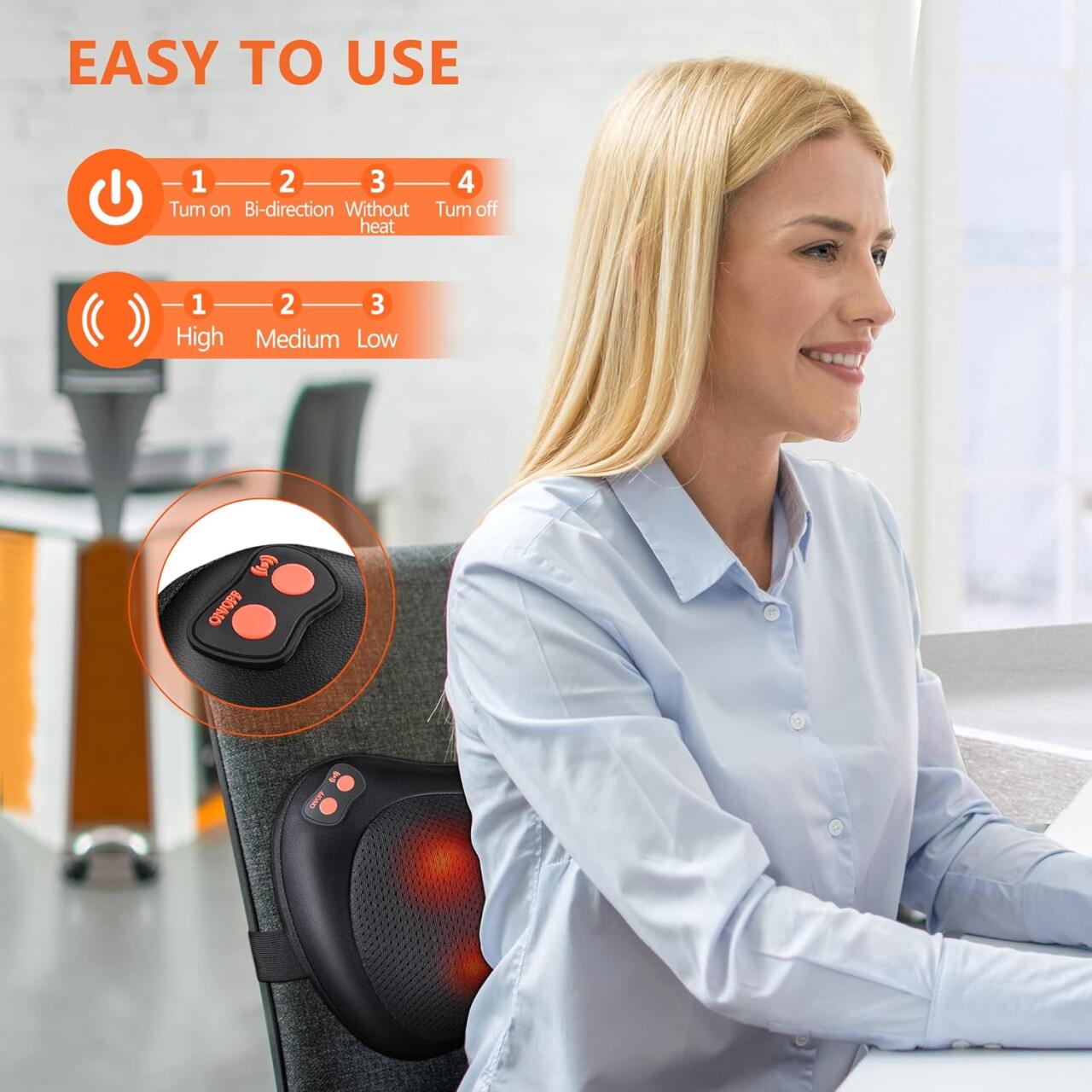 Masajeador Shiatsu Portátil 4D con Calor
